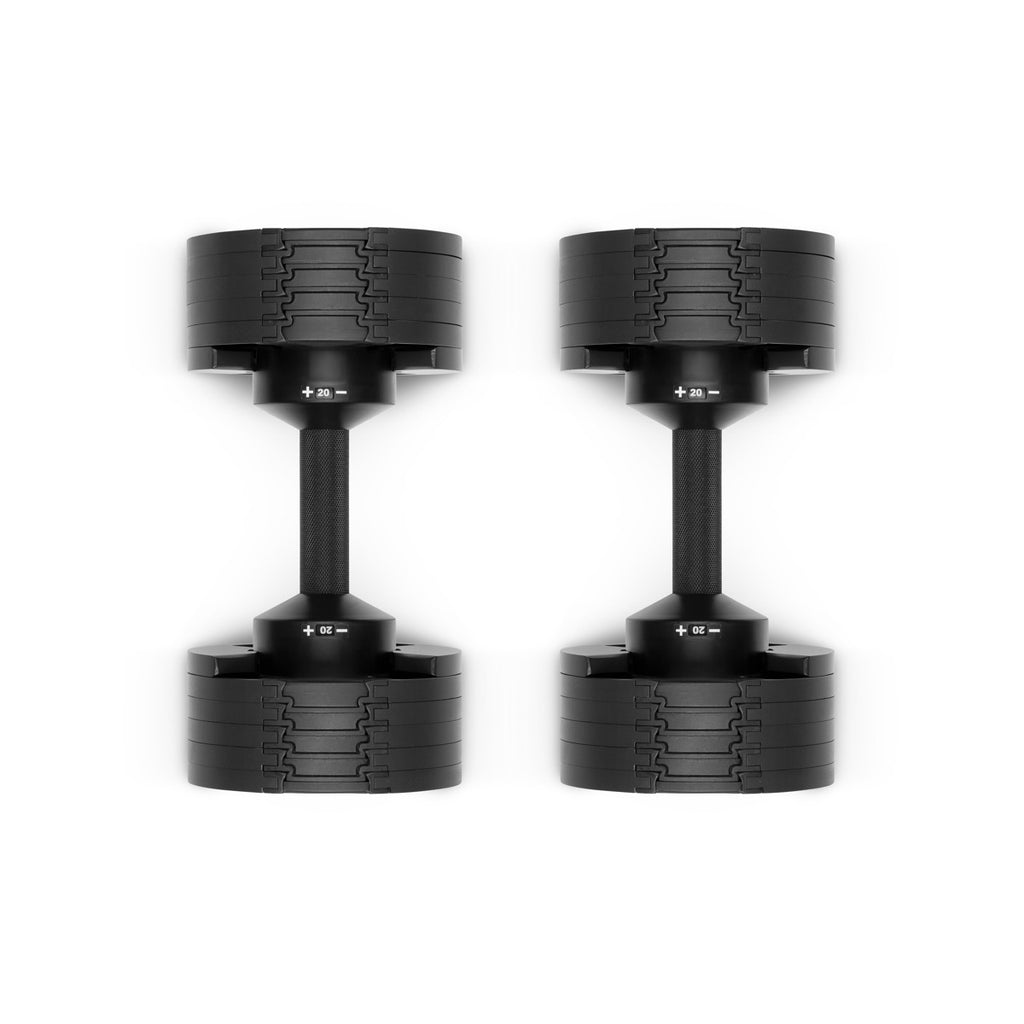 NÜOBELLS 20KG ADJUSTABLE DUMBBELLS BLACK PAIR