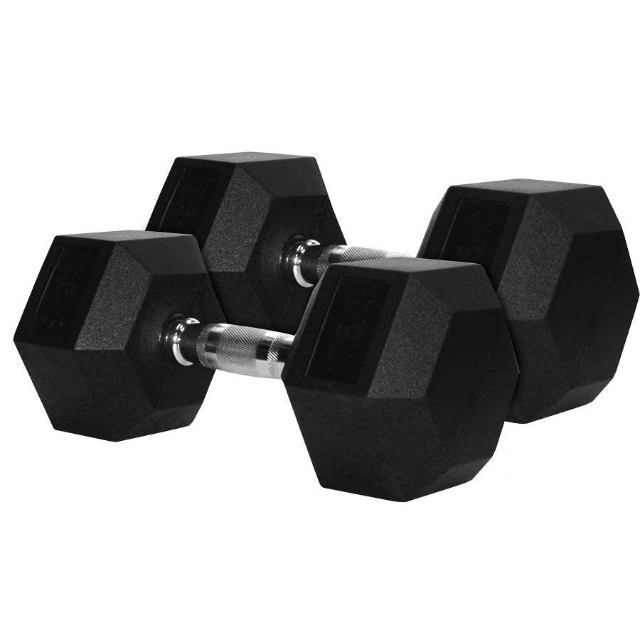 15kg Rubber Hex Dumbbells Pair