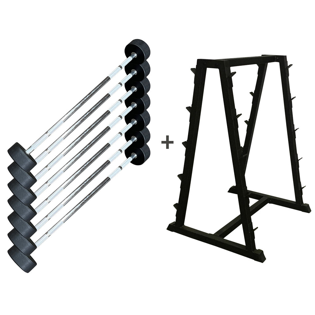Commercial Rubber Barbells Set 10-40kg with Rack