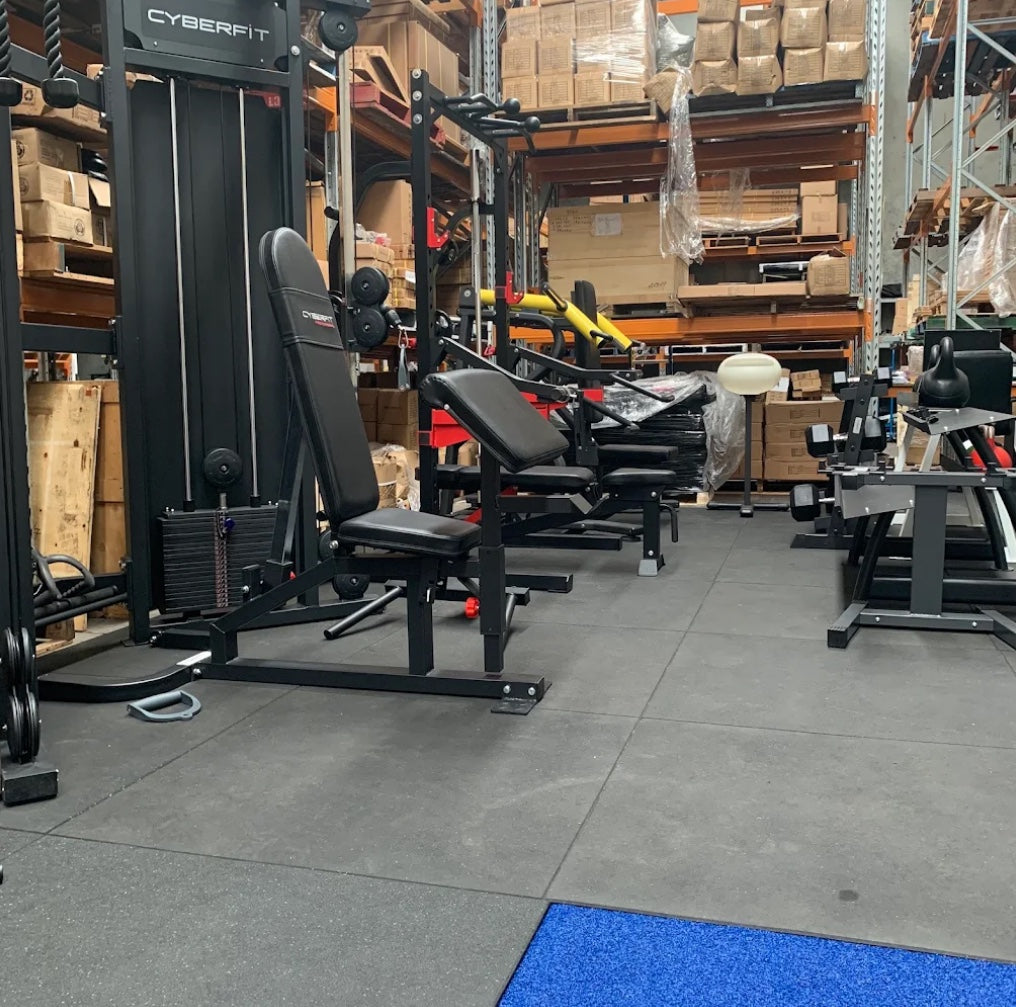 Cyberfit machines in the Seven Hills warehouse showroom