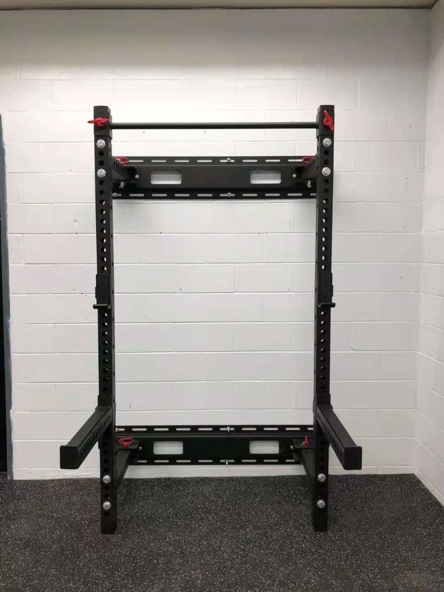 Wall Mounted Squat Rack Folding with J Hooks