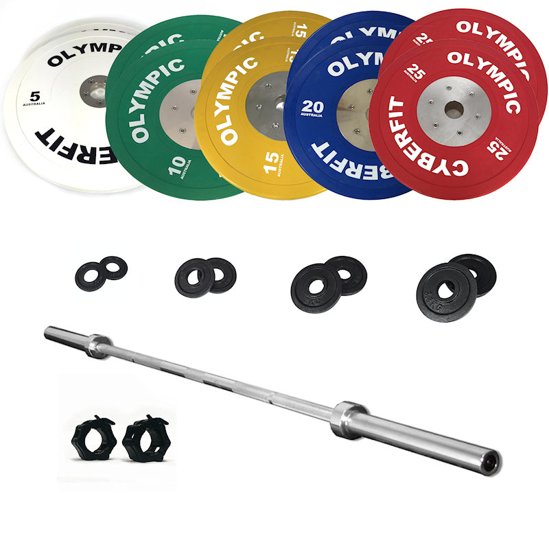 Olympic Bumper Plates Set 177kg with 1000lb Bar