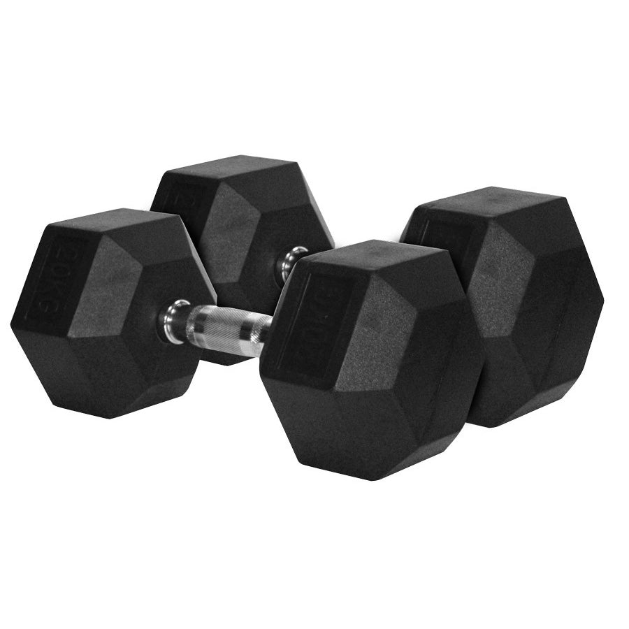 Rubber Hex Dumbbells Set 2-40kg (17 pairs) with 4 Tier Rack