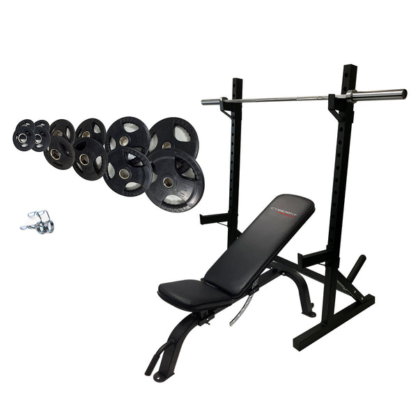 Squat Rack with Adjustable Bench 100kg Weight Set
